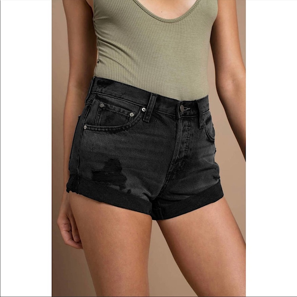 BOYISH Marley faded black distressed denim shorts Touch Of Evil 25 new NWT